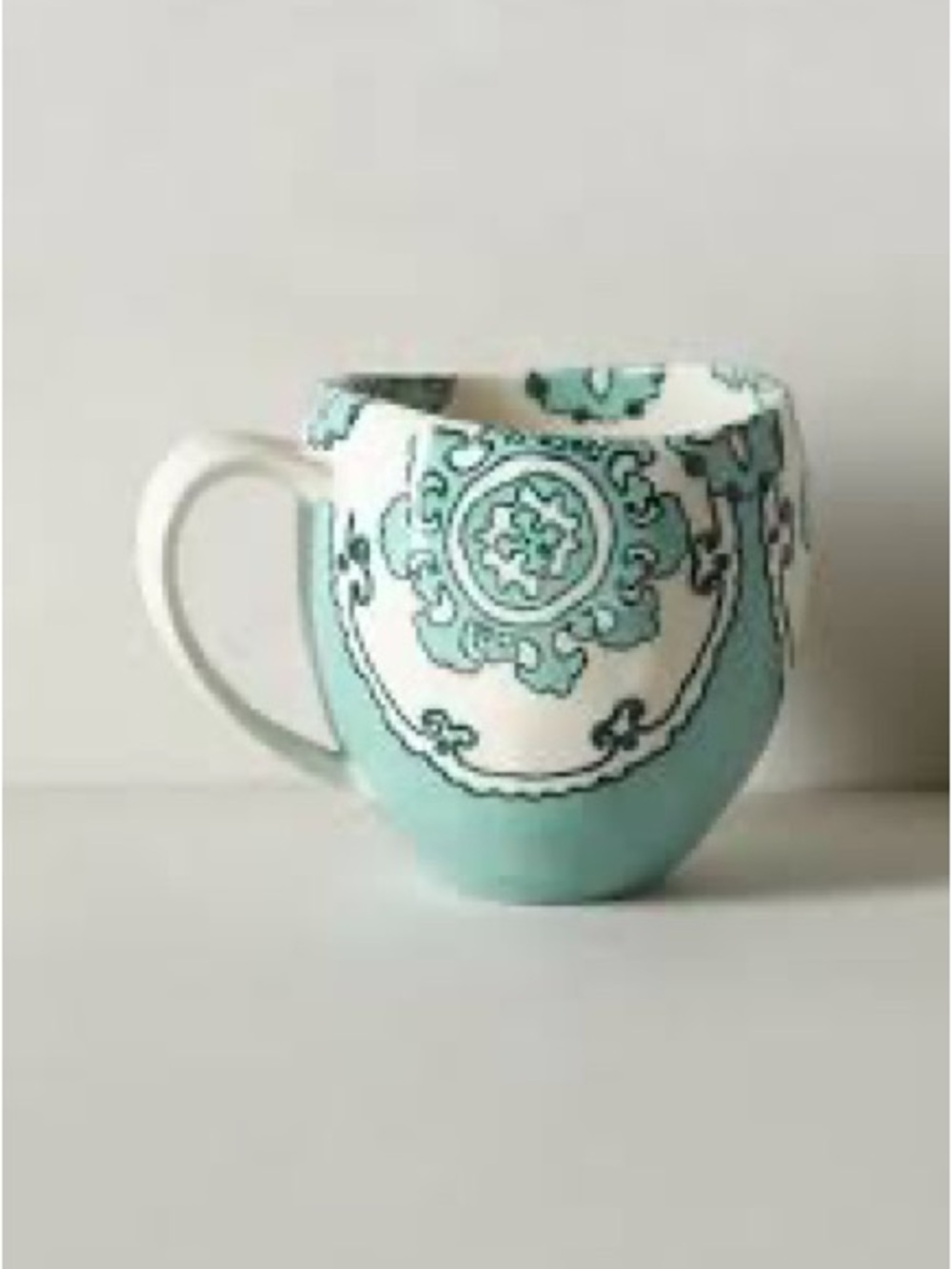 Anthropologie Gloriosa Turquoise Patterned Ceramic Mug